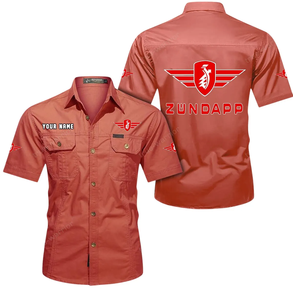 Old Motorcycles Lovers Gift Short Sleeved Shirt, Button Up Shirt Exclusive Logo For Car Owners CAR444052625821 - Red