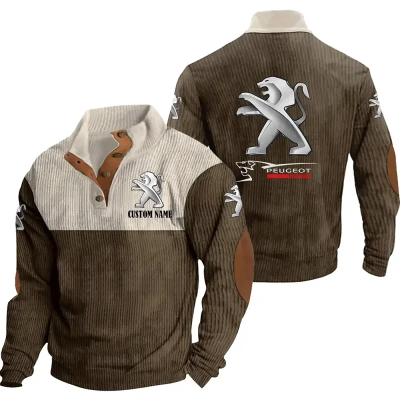 Auto Men's Stand Up Collar Base Shirt, Collar Hoodie Exclusive Logo For Car Motorcycles Fans CAR20012149 - Brown