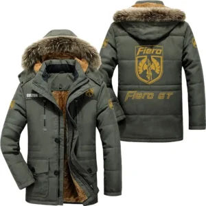Auto Fiero Parka hoodie, Coat with Hood Exclusive Logo For Car Motorcycles Lovers CAR7002082190 - Army Green