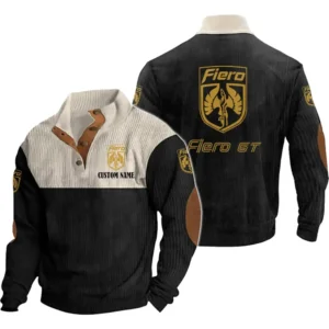 Auto Fiero Men's Stand Up Collar Base Shirt, Collar Hoodie Exclusive Logo For Car Motorcycles Fans CAR20012152 - Black