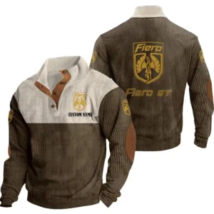 Auto Fiero Men's Stand Up Collar Base Shirt, Collar Hoodie Exclusive Logo For Car Motorcycles Fans CAR20012152 - Brown