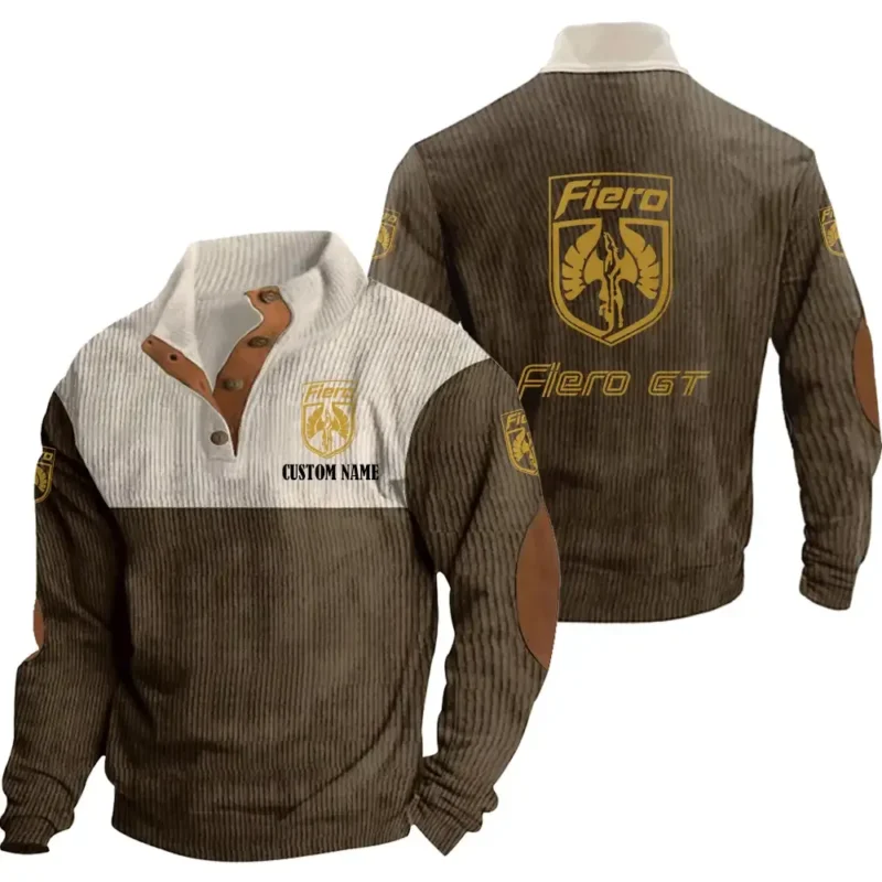 Auto Fiero Men's Stand Up Collar Base Shirt, Collar Hoodie Exclusive Logo For Car Motorcycles Fans CAR20012152 - Brown