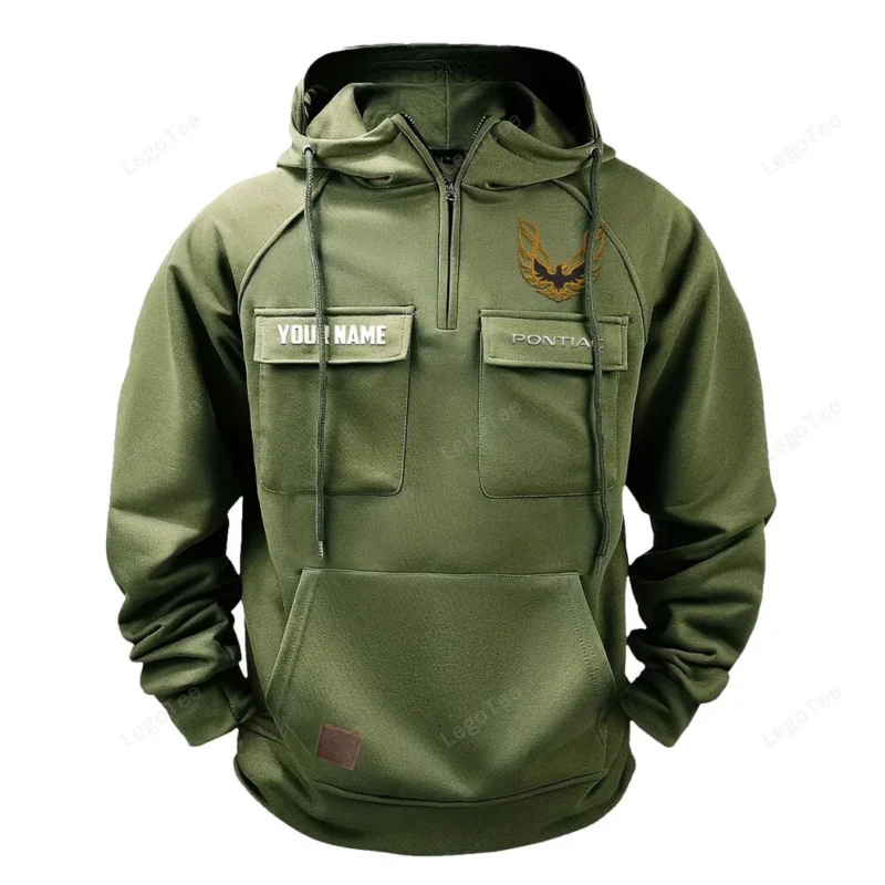 Auto Hoodie Tactical Quarter Zip, Hoodie Exclusive Logo For Auto Lovers - Army Green CAR109021425358-1