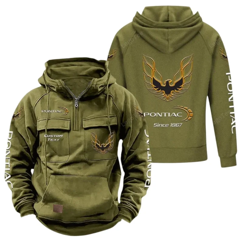 Auto Hoodie Tactical Quarter Zip, Hoodie Exclusive Logo For Auto Lovers - Army Green CAR96021425721-1