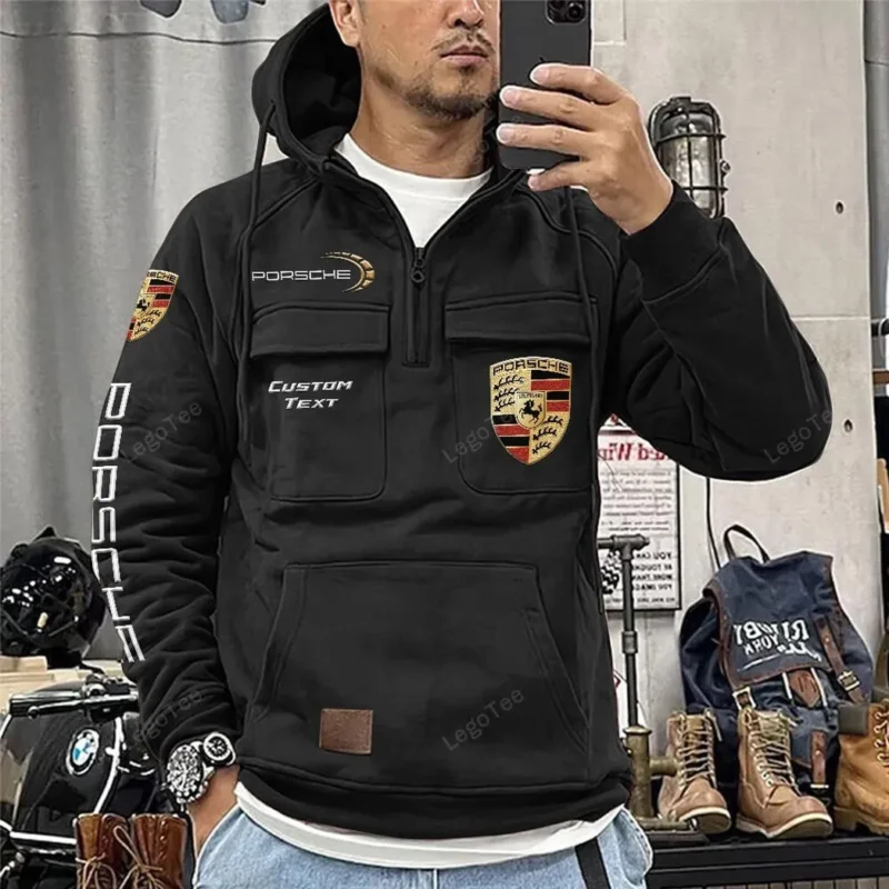 Sports Car Legend Hoodie Tactical Quarter Zip, Hoodie Exclusive Logo For Sports Car Legend Lovers - Black CAR96021425670-2 - Image 2