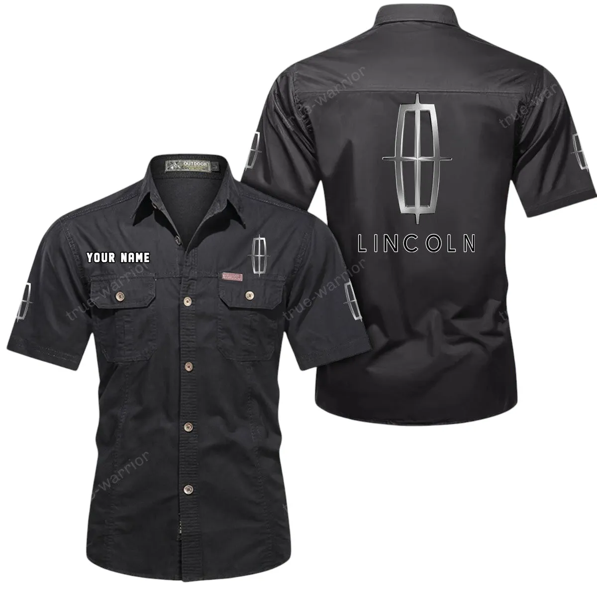 Premium Ride Auto Lovers Gift Short Sleeved Shirt, Button Up Shirt Exclusive Logo For Car Owners CAR444052625884 - Black