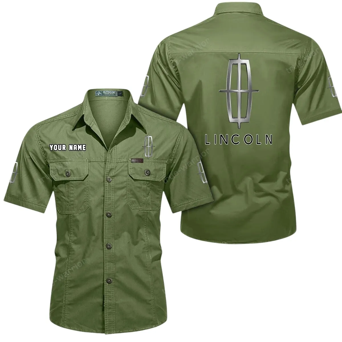 Premium Ride Auto Lovers Gift Short Sleeved Shirt, Button Up Shirt Exclusive Logo For Car Owners CAR444052625884 - Fruit Green