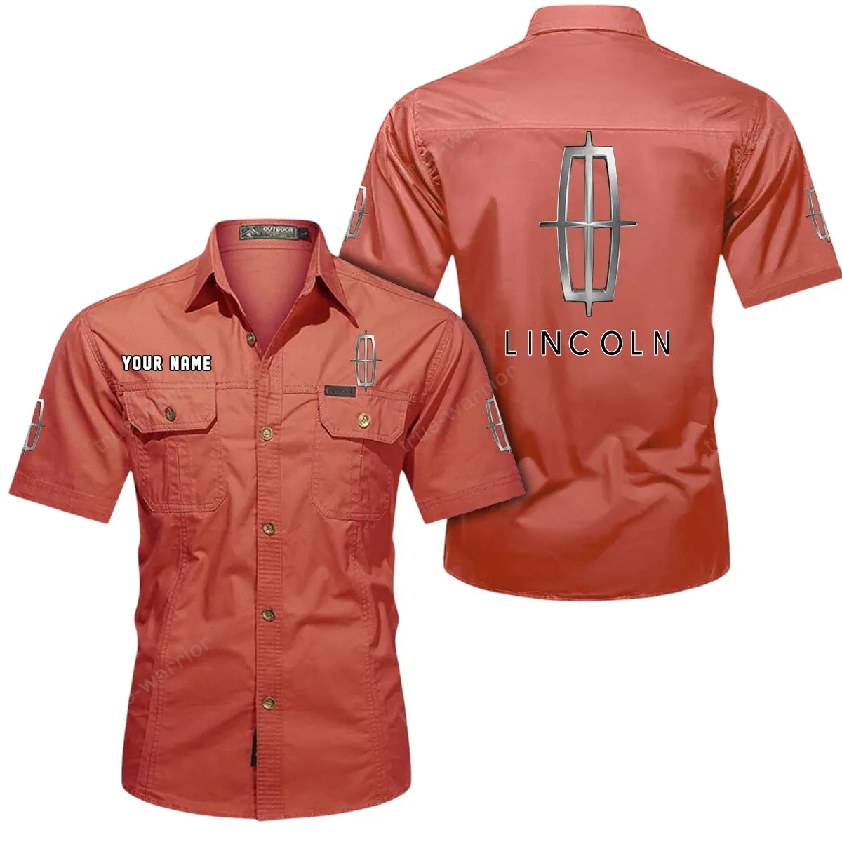 Premium Ride Auto Lovers Gift Short Sleeved Shirt, Button Up Shirt Exclusive Logo For Car Owners CAR444052625884 - Red