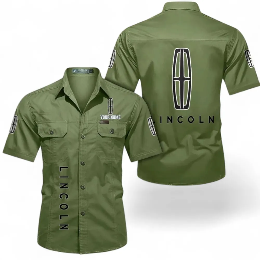 Premium Ride Auto Short Sleeved Shirt, Button up Shirt Exclusive Logo For Car Owners, Custom Name CAR392072125807-Fruit Green