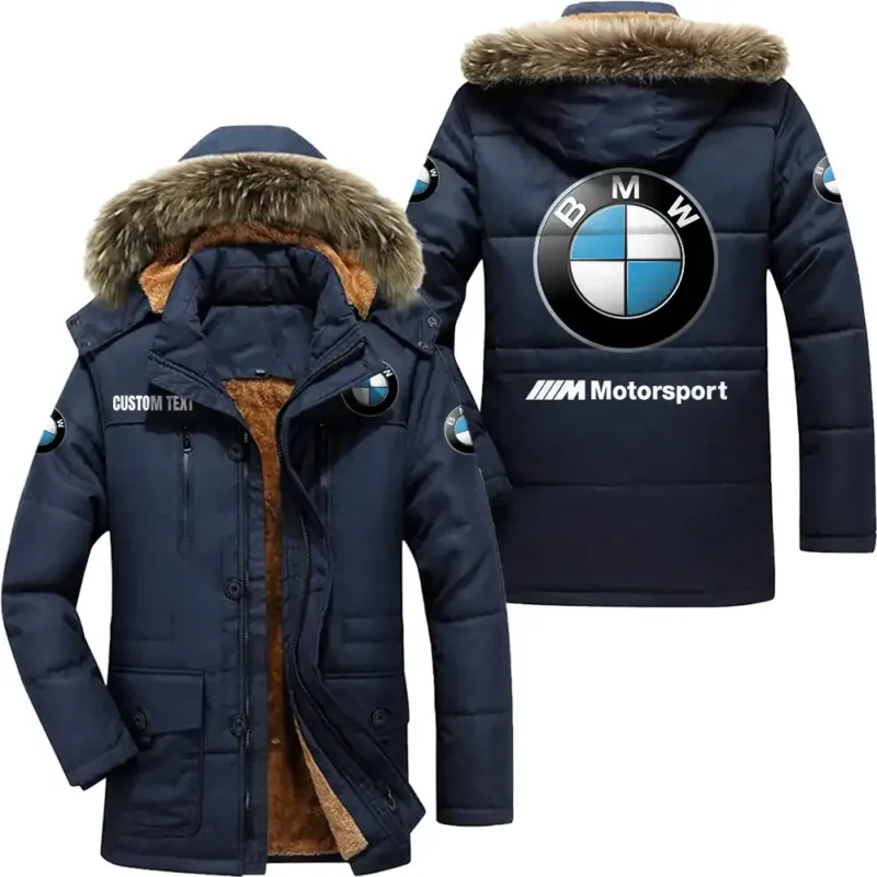 Luxury Auto Parka hoodie, Coat with Hood Exclusive Logo For Car Motorcycles Lovers CAR7002082194 - Navy