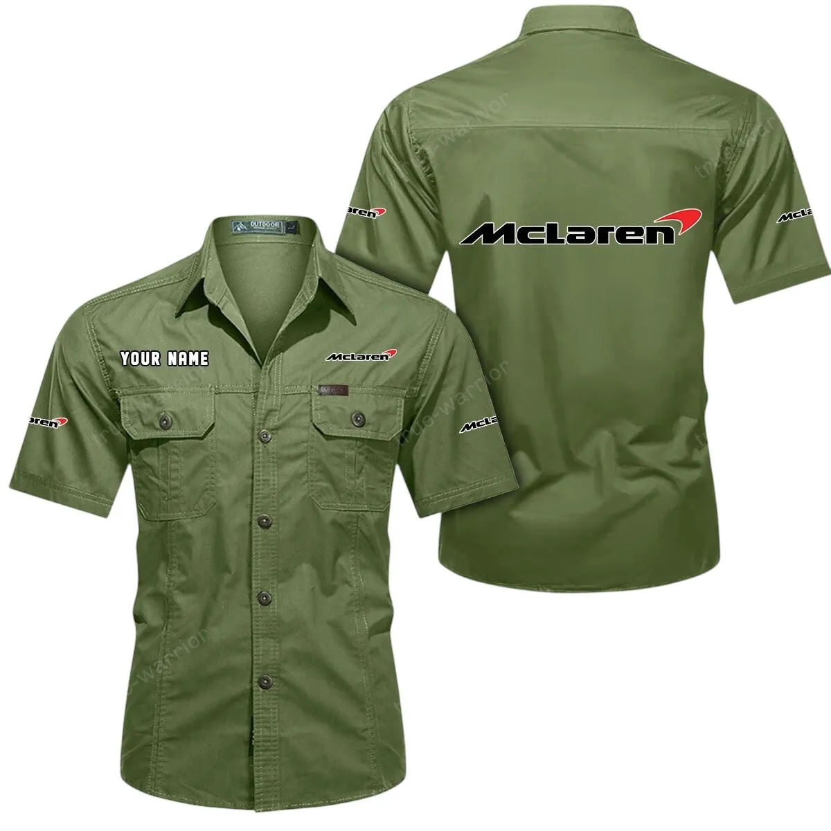 Racing Auto Lovers Gift Short Sleeved Shirt, Button Up Shirt Exclusive Logo For Car Owners CAR444052625902 - Fruit Green