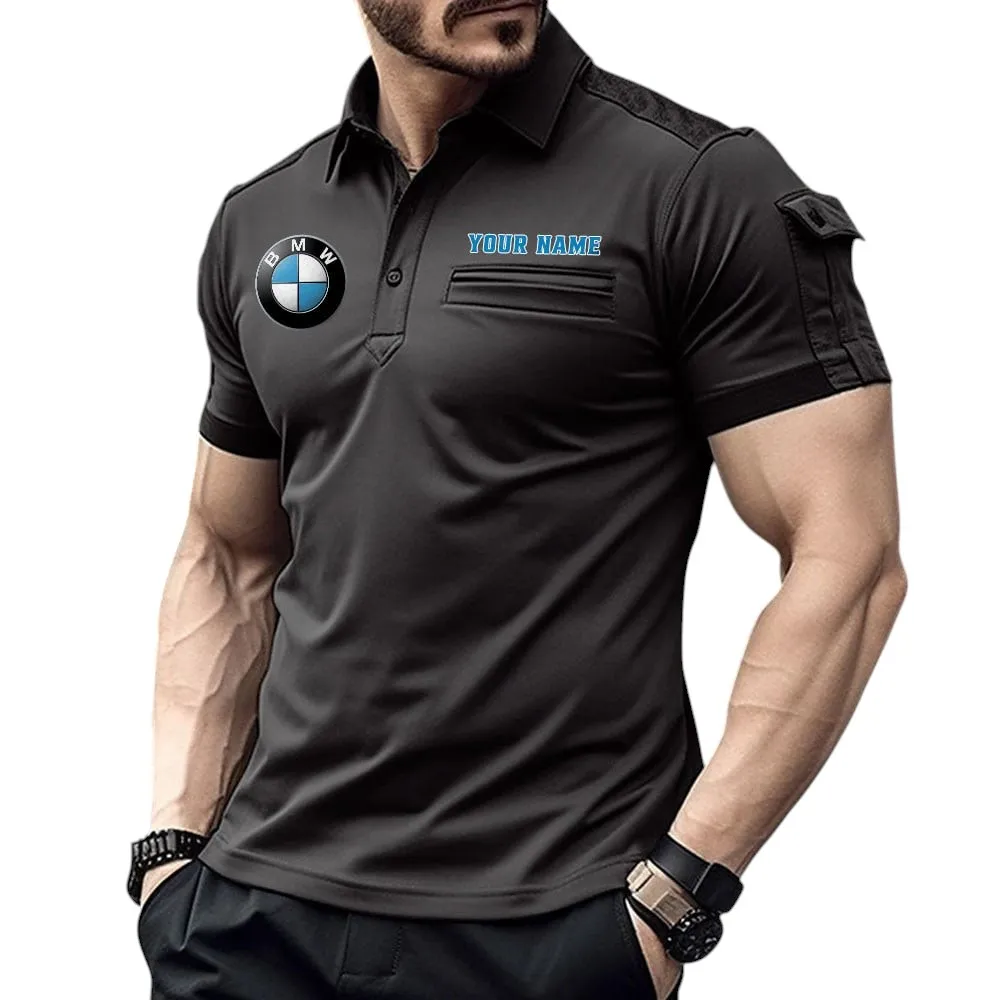 Racing Car Fans Gift Pocket Polo Shirt, Polo Shirt Exclusive Logo For Racing Car Fan, Custom Name CAR445060325030 - Black