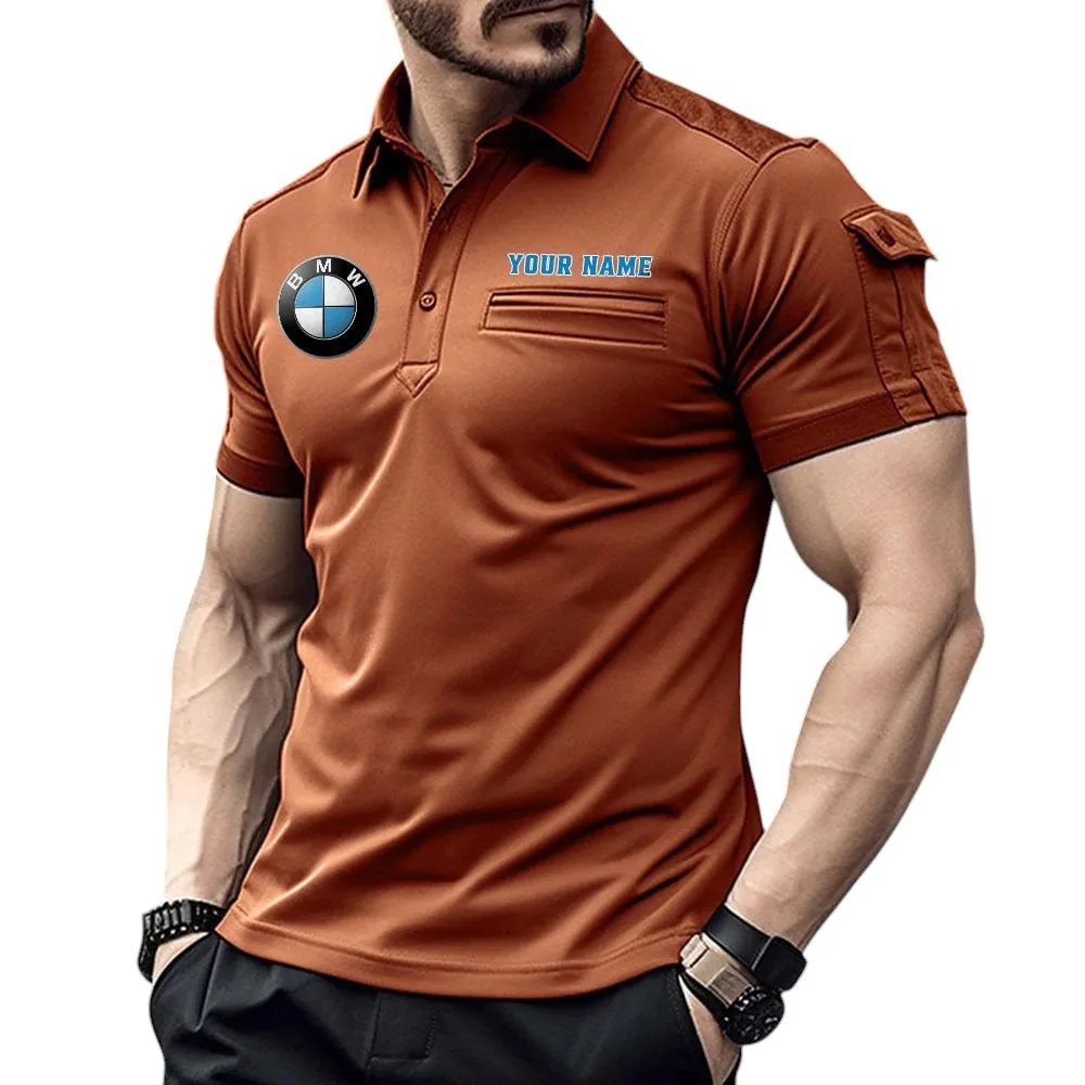 Racing Car Fans Gift Pocket Polo Shirt, Polo Shirt Exclusive Logo For Racing Car Fan, Custom Name CAR445060325030 - Orange