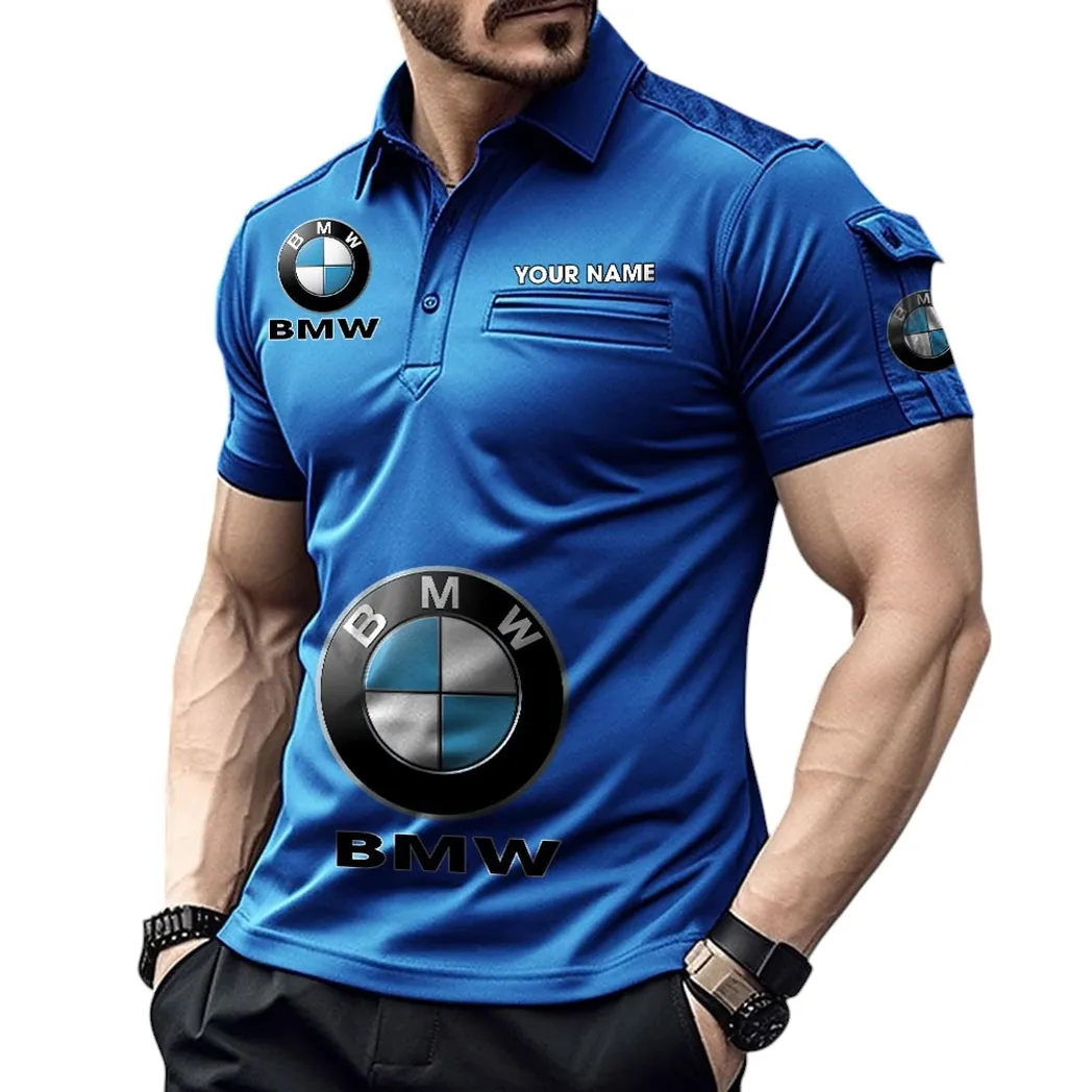 Racing Car Fans Gift Pocket Polo Shirt, Polo Shirt Exclusive Logo For Racing Car Fan, Custom Name CAR450051325333 - Blue