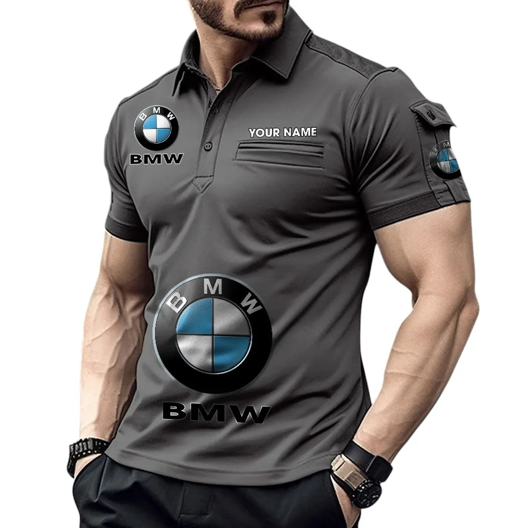 Racing Car Fans Gift Pocket Polo Shirt, Polo Shirt Exclusive Logo For Racing Car Fan, Custom Name CAR450051325333 - Gray