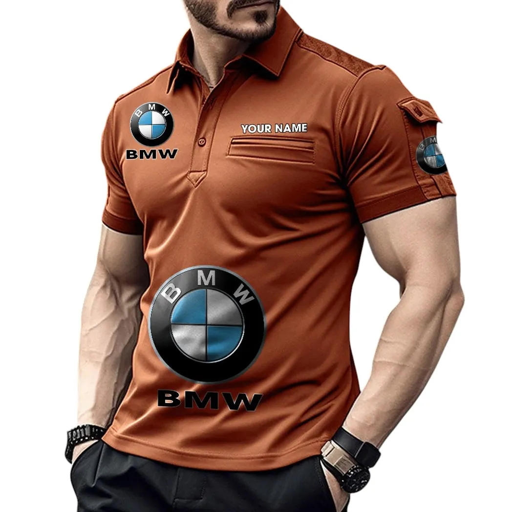 Racing Car Fans Gift Pocket Polo Shirt, Polo Shirt Exclusive Logo For Racing Car Fan, Custom Name CAR450051325333 - Orange