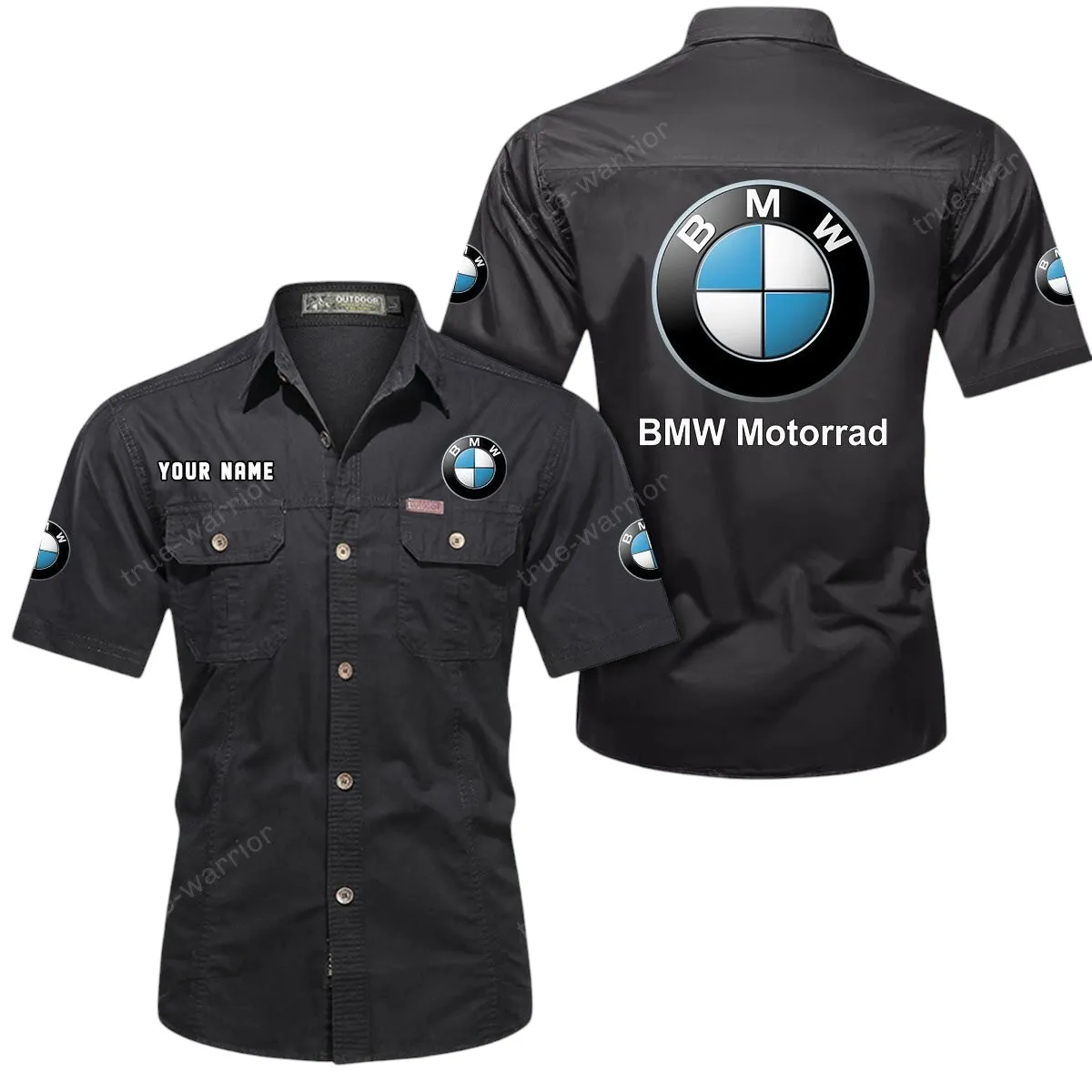 Racing Sport Car Lovers Gift Short Sleeved Shirt, Button Up Shirt Exclusive Logo For Car Owners CAR444052625873 - Black