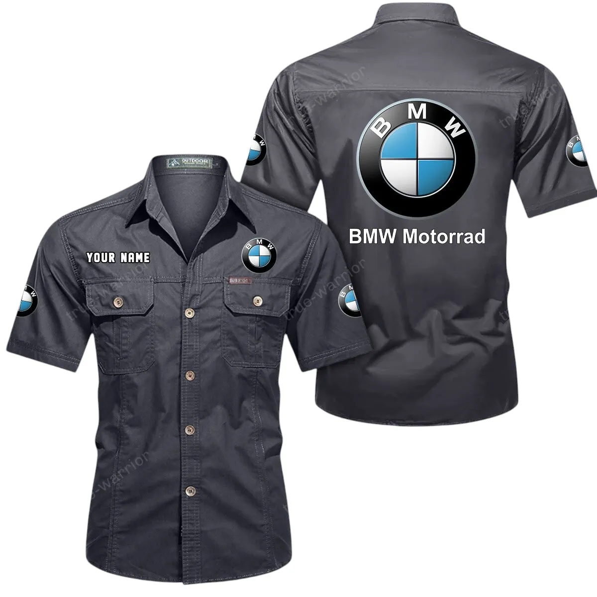 Racing Sport Car Lovers Gift Short Sleeved Shirt, Button Up Shirt Exclusive Logo For Car Owners CAR444052625873 - Gray
