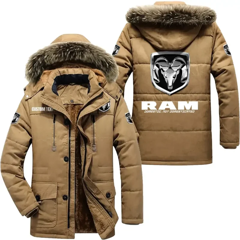 Ram Parka hoodie, Coat with Hood Exclusive Logo For Car Motorcycles Lovers CAR7002082195 - Khaki
