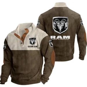 Ram Men's Stand Up Collar Base Shirt, Collar Hoodie Exclusive Logo For Car Motorcycles Fans CAR20012156 - Brown