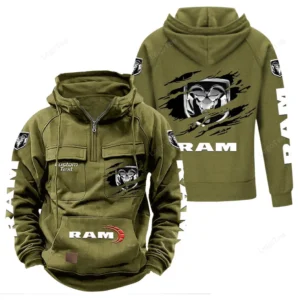 Truck Hoodie Tactical Quarter Zip, Hoodie Exclusive Logo For Truck Lovers - Army Green CAR122021425017-1