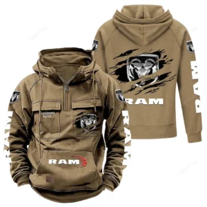 Truck Hoodie Tactical Quarter Zip, Hoodie Exclusive Logo For Truck Lovers - Khaki CAR122021425017-4