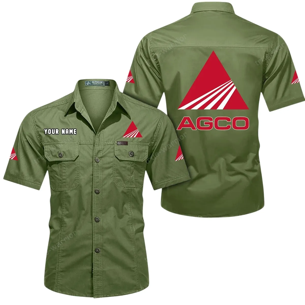 Red Tractor Lovers Gift Short Sleeved Shirt, Button Up Shirt Exclusive Logo For Car Owners CAR444052625966 - Fruit Green