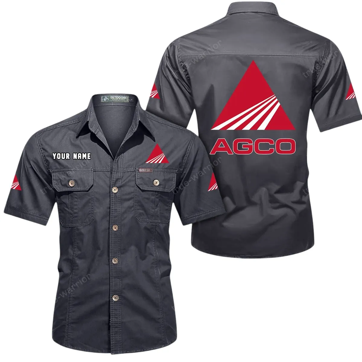 Red Tractor Lovers Gift Short Sleeved Shirt, Button Up Shirt Exclusive Logo For Car Owners CAR444052625966 - Gray