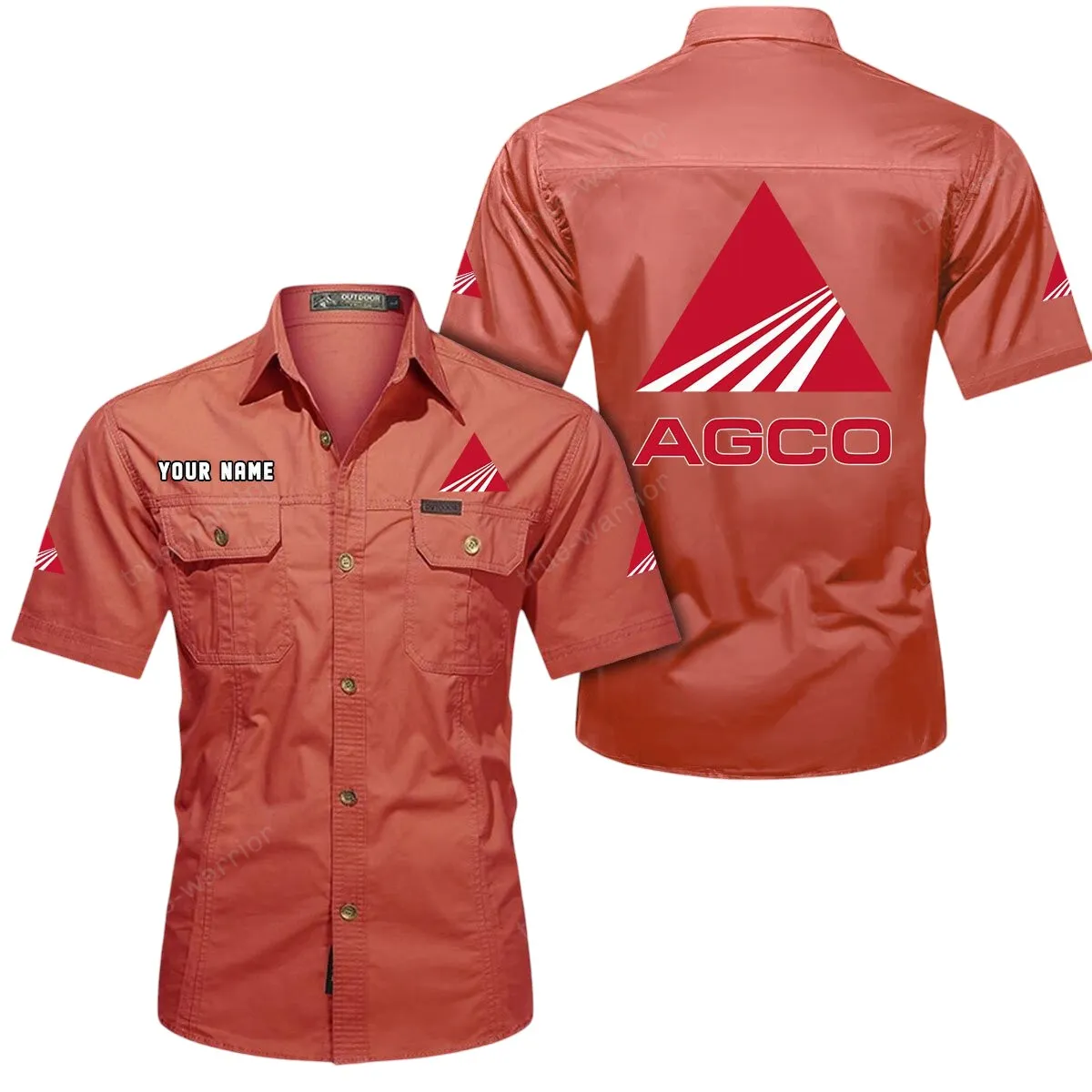 Red Tractor Lovers Gift Short Sleeved Shirt, Button Up Shirt Exclusive Logo For Car Owners CAR444052625966 - Red
