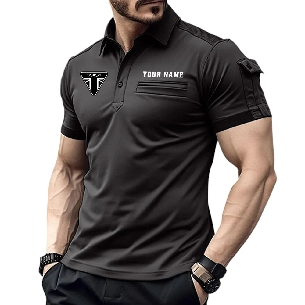 Retro Motorbikes Fans Gift Pocket Polo Shirt, Polo Shirt Exclusive Logo For Motorcycles Fan, Custom Name CAR445060325056 - Black