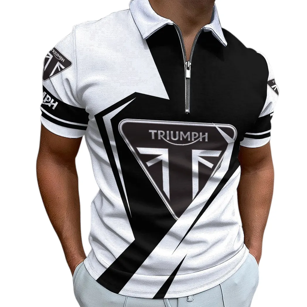 Retro Motorbikes Fans Gift Zipper Polo Shirt, Shirt Exclusive Logo For Retro Motorbikes Lovers MOTOR3202122518