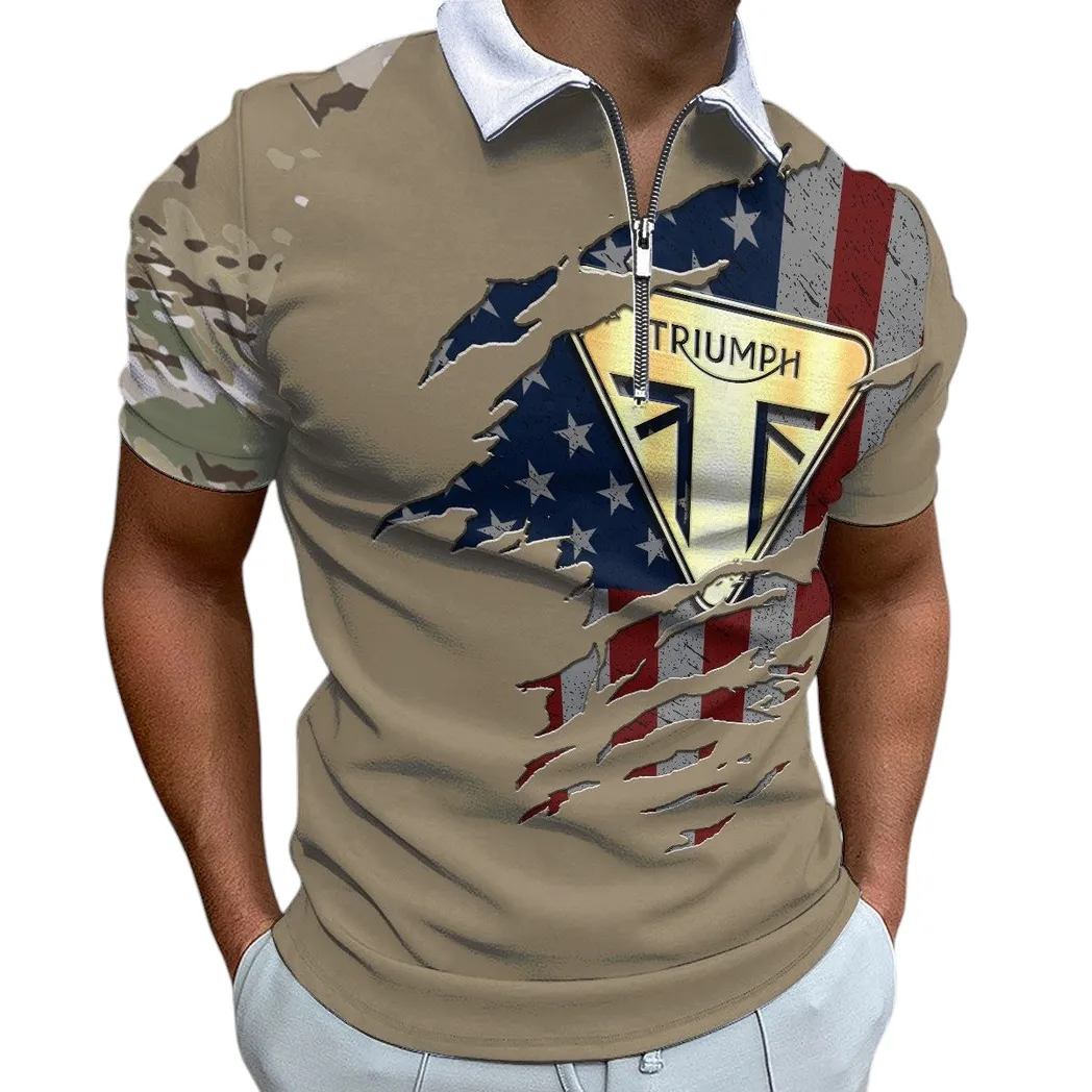 Retro Motorbikes Fans Gift Zipper Polo Shirt, Shirt Exclusive Logo For Retro Motorbikes Lovers MOTOR340213066-1