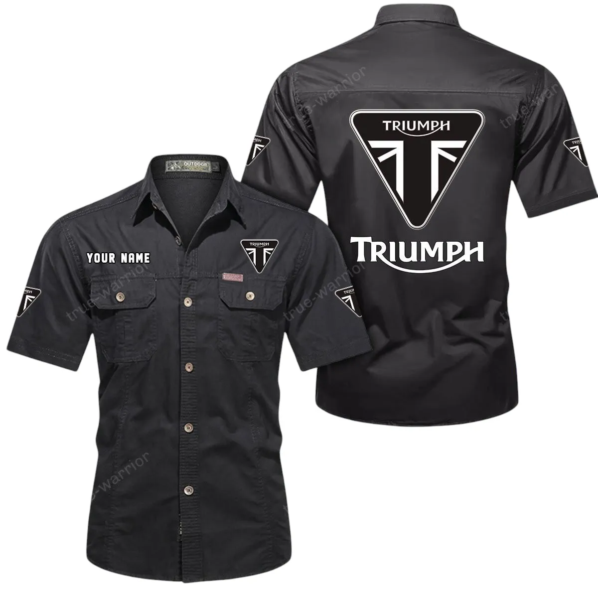 Retro Motorbikes Lovers Gift Short Sleeved Shirt, Button Up Shirt Exclusive Logo For Car Owners CAR444052625862 - Black
