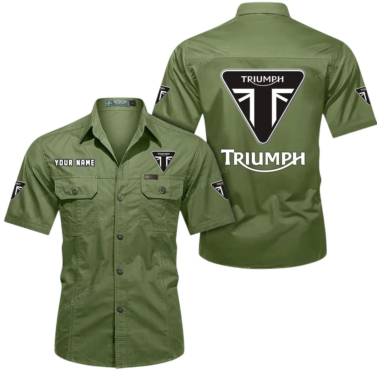 Retro Motorbikes Lovers Gift Short Sleeved Shirt, Button Up Shirt Exclusive Logo For Car Owners CAR444052625862 - Fruit Green