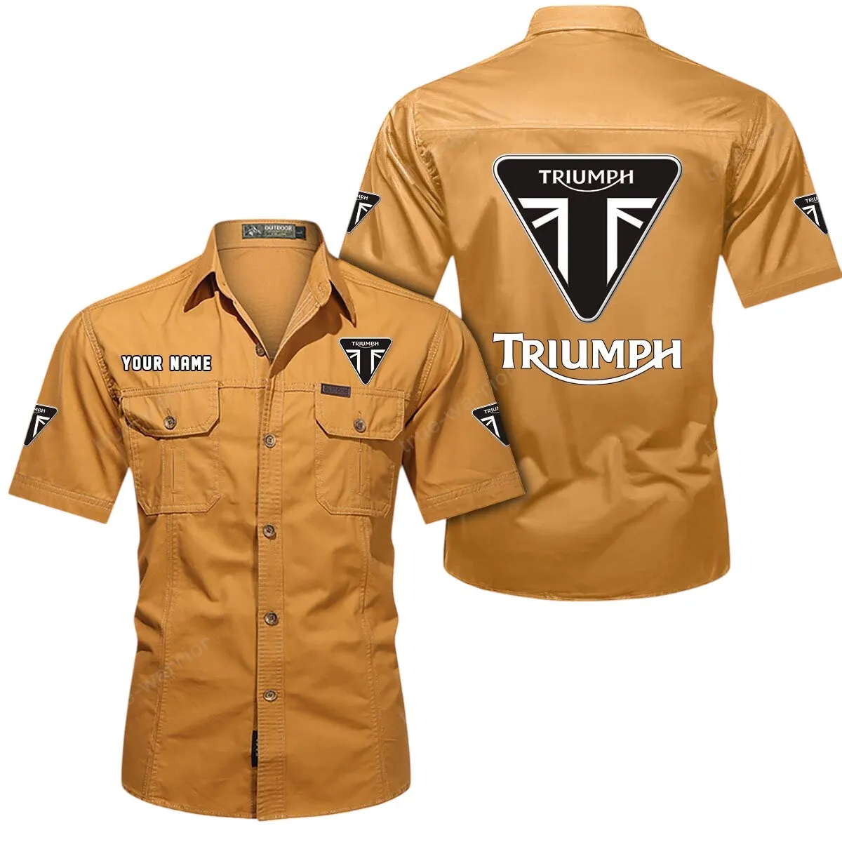 Retro Motorbikes Lovers Gift Short Sleeved Shirt, Button Up Shirt Exclusive Logo For Car Owners CAR444052625862 - Turmeric
