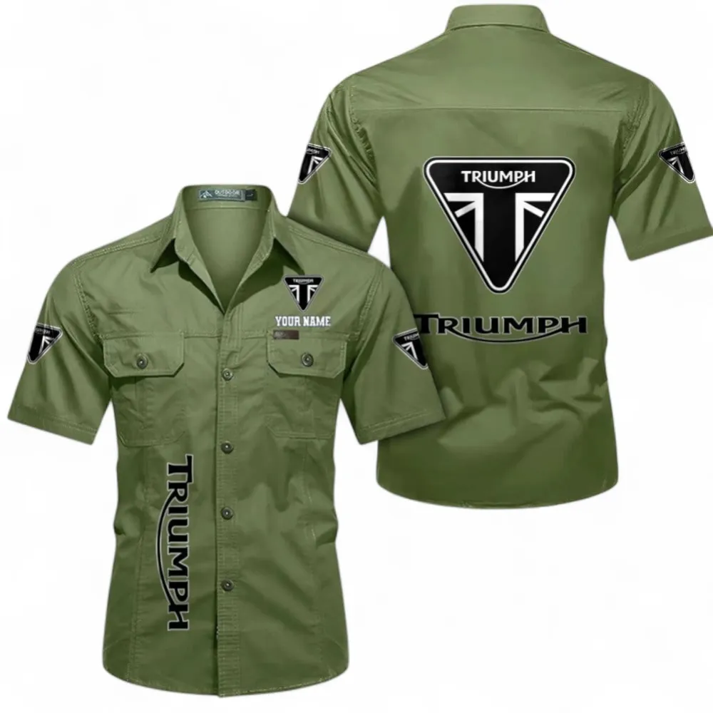 Retro Motorcycles Short Sleeved Shirt, Button up Shirt Exclusive Logo For Car Owners, Custom Name CAR392072125837-Fruit Green