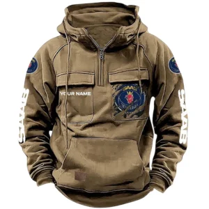 Retro car Hoodie Tactical Quarter Zip, Hoodie Exclusive Logo For Retro car Lovers CAR164022425165 - Khaki