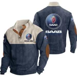 Retro car Men's Stand Up Collar Base Shirt, Collar Hoodie Exclusive Logo For Car Motorcycles Fans CAR20012161 - Navy Blue