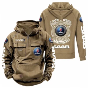 Retro car Hoodie Tactical Quarter Zip, Hoodie Exclusive Logo For Car Owners CAR106021525076 - Khaki