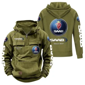 Retro car Hoodie Tactical Quarter Zip, Hoodie Exclusive Logo For Retro car Lovers - Army Green CAR96021425726-1