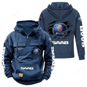 Retro car Hoodie Tactical Quarter Zip, Hoodie Exclusive Logo For Retro car Lovers - Dark Blue CAR122021425033-3