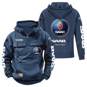 Retro car Hoodie Tactical Quarter Zip, Hoodie Exclusive Logo For Retro car Lovers - Dark Blue CAR96021425726-3