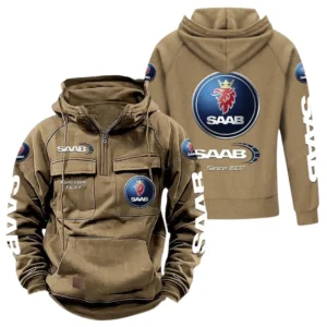 Retro car Hoodie Tactical Quarter Zip, Hoodie Exclusive Logo For Retro car Lovers - Khaki CAR96021425726-4
