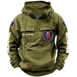 Car Hoodie Tactical Quarter Zip, Hoodie Exclusive Logo For Car Lovers CAR164022425174 - Army Green