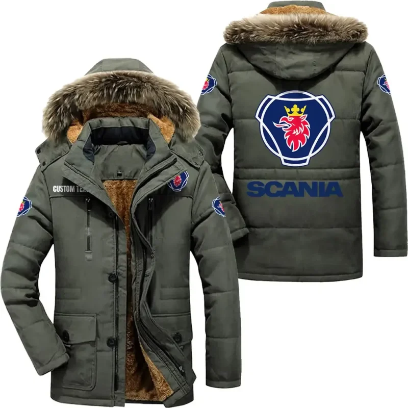 Car Parka hoodie, Coat with Hood Exclusive Logo For Car Motorcycles Lovers CAR7002082203 - Army Green