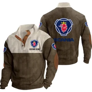 Car Men's Stand Up Collar Base Shirt, Collar Hoodie Exclusive Logo For Car Motorcycles Fans CAR20012164 - Brown