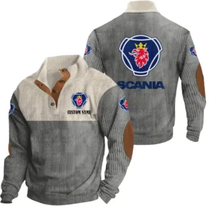 Car Men's Stand Up Collar Base Shirt, Collar Hoodie Exclusive Logo For Car Motorcycles Fans CAR20012164 - Grey