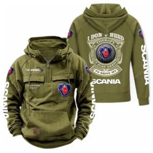 Car Hoodie Tactical Quarter Zip, Hoodie Exclusive Logo For Car Owners CAR106021525043 - Army Green