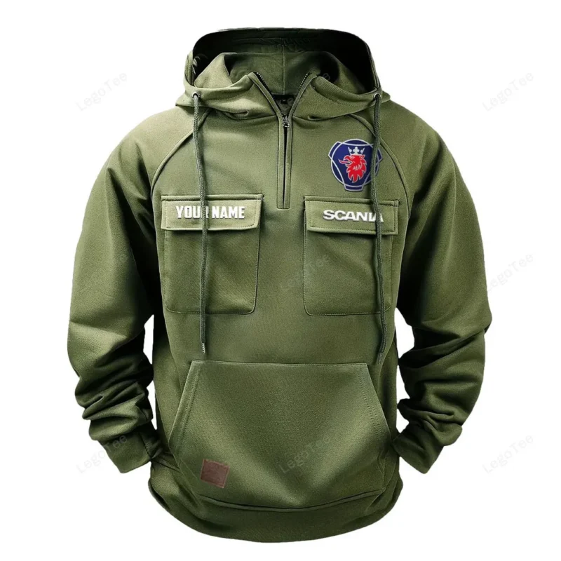 Car Hoodie Tactical Quarter Zip, Hoodie Exclusive Logo For Car Lovers - Army Green CAR109021425355-1