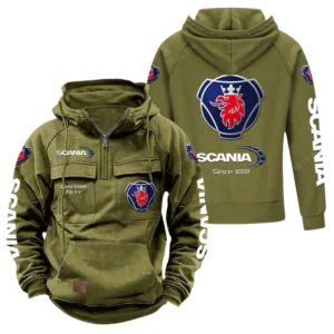 Car Hoodie Tactical Quarter Zip, Hoodie Exclusive Logo For Car Lovers - Army Green CAR96021425734-1